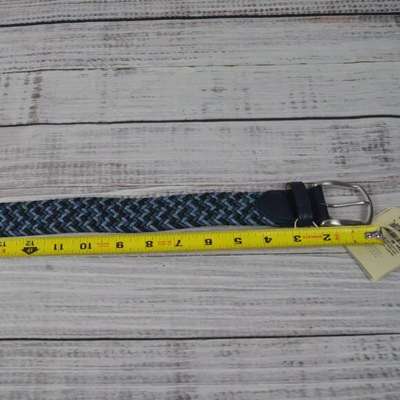 FAHERTY Men's 32 Waist Woven Belt Cerulean Mix Made in USA $148 NEW - Picture 6 of 11